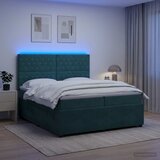  LED okvir za krevet s madracem Tamnozelena 200 x 200 cm Baršun | shoptok.hr