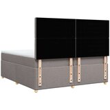  Krevet s oprugama i madracem smeđesivi 200x200 cm od tkanine - Sivo-smeđa 200 x 200 cm gumbi | shoptok.hr