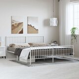  Metalni okvir kreveta uzglavlje i podnožje bijeli 183x213 cm | shoptok.hr