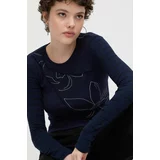 Desigual Majica z dolgimi rokavi ženski, mornarsko modra barva
