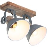 Mexlite Industriële plafondspot hout met grijs 2-lichts draai- en kantelbaar - Gearwood Cene