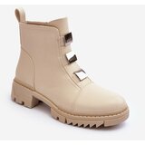 Kesi Leather flat boots, light beige Azulenn Cene