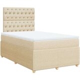 vidaXL Box spring postelja z vzmetnico krem 120x190 cm blago, (21304862) | Shoptok.si