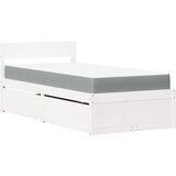 vidaXL Postelja s predali in vzmetnico bela 90x190 cm trdna borovina, (21242965) | Shoptok.si