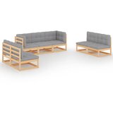The Living Store Vrtna sedežna garnitura 7-delna z blazinami trdna borovina - Vrtna Sedežna Garnitura, (21421560) | Shoptok.si