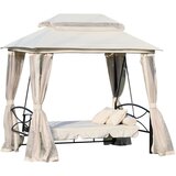 Outsunny Vrtna gugalnica za 3 sedeže in enojno ležišče z mrežo proti komarjem in blazinami 256x172x248cm, krem barve, (20753945) | Shoptok.si