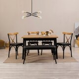 Hanah home Oliver Açl.Karina-Black Black Extendable Dining Table & Chairs Set (6 Pieces) | ePonuda.com