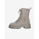 Tamaris Beige leather ankle boots with fur - Women