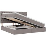  LED krevet za pohranu s madracem Sivosmeđa 200 x 200 cm Tkanina | shoptok.hr