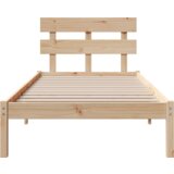 vidaXL Posteljni okvir s headboardom 100x200 cm Trden les Bor | Shoptok.si