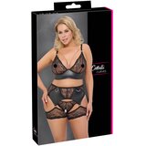 Cottelli curves - čipkasti set grudnjaka s kožnim detaljima (crni) | shoptok.hr