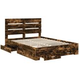  Krevetna konstrukcija s ladicama Dimljeni hrast 150 x 200 cm Smeđa 203 x 153 x 100 cm | shoptok.hr