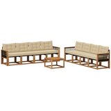vidaXL Zunanja garnitura za sedenje z blazino 9 pcs Naravna in bež, (5000272459) | Shoptok.si