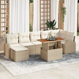 vidaXL 8-delni vrtni jedilni set z blazinami Bež Poli ratan Acacia | Shoptok.si