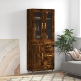 The Living Store Visoka komoda dimljen hrast 69,5x34x180 cm inženirski les - Visoka Omarica, (21657713) | Shoptok.si