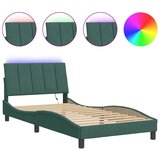 vidaXL Posteljni okvir z LED lučkami temno zelen 100x200 cm žamet, (21086397) Cene