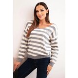 Kesi Włoski Women's striped sweater with a V-neck gray | Shoptok.si
