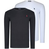 Dewberry DUAL SET T8588 ROUND COLLAR MEN'S SWEATSHIRT-WHITE-BLACK | Shoptok.si