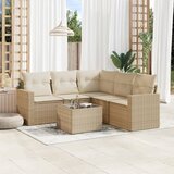  6-dijelni set vrtnih sofa s jastucima bež od poliratana | shoptok.hr