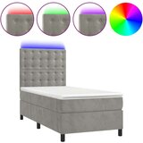  Box spring postelja z vzmetnico LED svetlo siva 100x200cm žamet, (20846906) | Shoptok.si