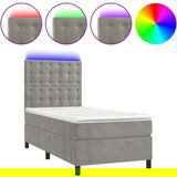  Box spring s madracem LED svjetlosivi 100x200 cm baršun | shoptok.hr