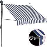 Tenda na ručno uvlačenje s LED svjetlima 100 cm plavo-bijela | shoptok.hr
