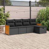Maison Chic Seti vrtnega pohištva - Vrtna garnitura - Vrtni pohištvo set 5-delna z blazinami črn poli ratan, (21818660) | Shoptok.si