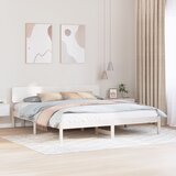 vidaXL Posteljni okvir z glavo Bela 180x200 cm Trden borov les Cene