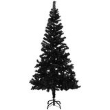  Umjetno osvijetljeno božićno drvce s kuglicama crno 210 cm PVC | shoptok.hr