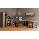 MID.YOU Kotna Pisalna Miza Lona, Barva Hrasta, Črna, 130x130cm | Shoptok.si