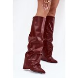 Boto Insulated Women's Boots with Rolled Shaft on a Heel Bordeaux Elivira | shoptok.hr