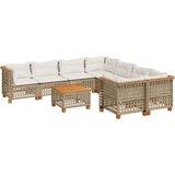vidaXL 9-dijelni set vrtnih sofa s jastucima bež od poliratana | shoptok.hr