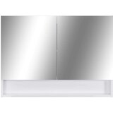 vidaXL LED kopalniška omarica z ogledalom bela 80x15x60 cm MDF | Shoptok.si