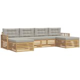 VidaXL Sedežne garniture 6 pcs Bela in svetlo siva Masiven les akacije, (5000283626) Slike