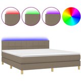  box spring s madracem LED smeđesivi 160x200 cm tkanina | shoptok.hr