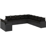 vidaXL 11-dijelni set vrtnih sofa od poliratana s jastucima crni | shoptok.hr