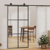 vidaXL Drsna vrata z opremo ESG steklo in aluminij 102x205 cm | Shoptok.si