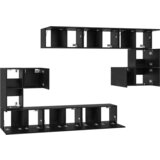  Set TV komoda s policom Zidne Ostalo s pohranom s vratima 10 pcs Crni hrast 180 x 30 x 90.5 cm | shoptok.hr