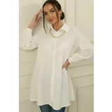 By Saygı Front Robe Chain Necklace Gathered Shirt