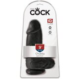 King Cock 9 Chubby - pripenjalni, testisni dildo (23 cm) - črn Cene