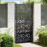 vidaXL Vrtna vrata črna 105x205 cm dizajn jeklenih listov, (22058253) | Shoptok.si