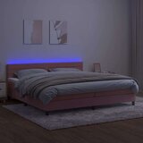  Box spring postelja z vzmetnico LED roza 200x200 cm žamet | Shoptok.si