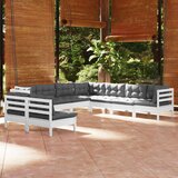  The Living Store Vrtna sedežna garnitura 9-delna z blazinami bela borovina - Vrtna Sedežna Garnitura, (21467698) | Shoptok.si