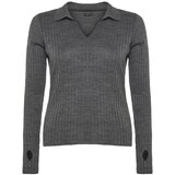 Trendyol Curve Plus Size Sweater - Gray - Fitted | ePonuda.com