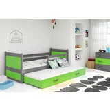 BMS Group Otroška postelja Rico z dodatnim ležiščem - 90x200 cm - grafit/zelena