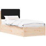vidaXL Posteljni okvir z oblazinjenim vzglavjem Črna 90 x 200 cm | Shoptok.si