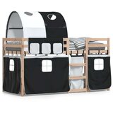 vidaXL krevet na kat sa zavjesama bijelo-crni 90 x 190 cm od borovine | shoptok.hr