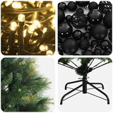  Umjetno božićno drvce s kuglicom 150 cm 150 LED lampica - Zelena 150 cm s LED-ima i crnim lopticama | shoptok.hr
