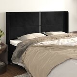 vidaXL Vzglavje z ušesi črn 163x16x118/128 cm žamet | Shoptok.si