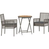  3-delni zunanjega bistro seta s blazinami siva poly ratan, (22015489) | Shoptok.si